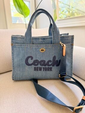 Coach Denim Logo Tote in Blue
